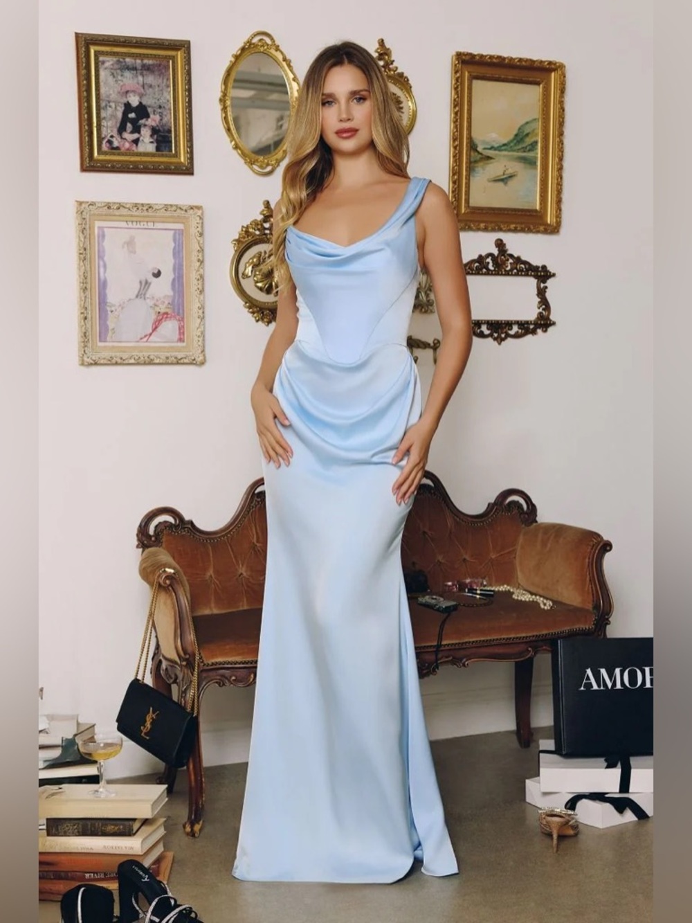 Amoris M727 Lt Blue Prom Dress